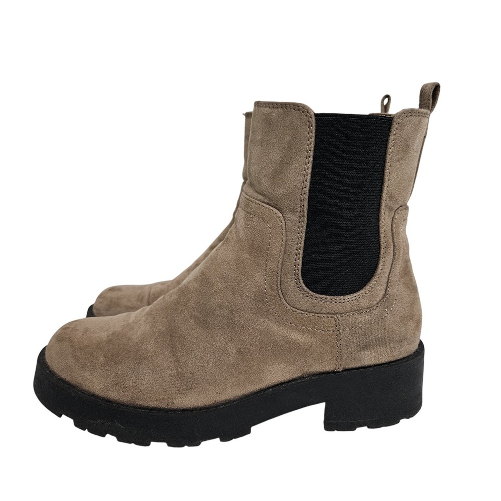 Old Navy Boots Womens‎ 6 Mocha Latte Chunky Chelsea Lug Sole Faux Suede Booties
